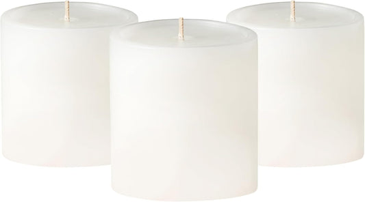 Smooth 3X3 White Candles | Pillar Candles for Home | Unscented Candles & Dripless Pillar Candles | Long Lasting Candles | Large Candle for Home | 3 Pack of Candles