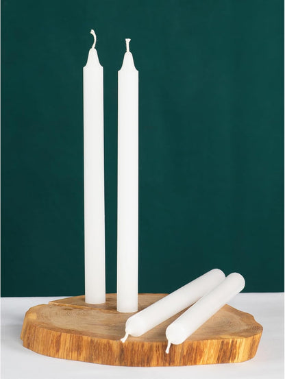 Taper Candles White Pack of 4 - Straight Candles 10 Inch Ideal as Wedding Candles, Dinner Candles and Table Candles - Slow Burning Candles Dripless - Smokeless Long Candlesticks