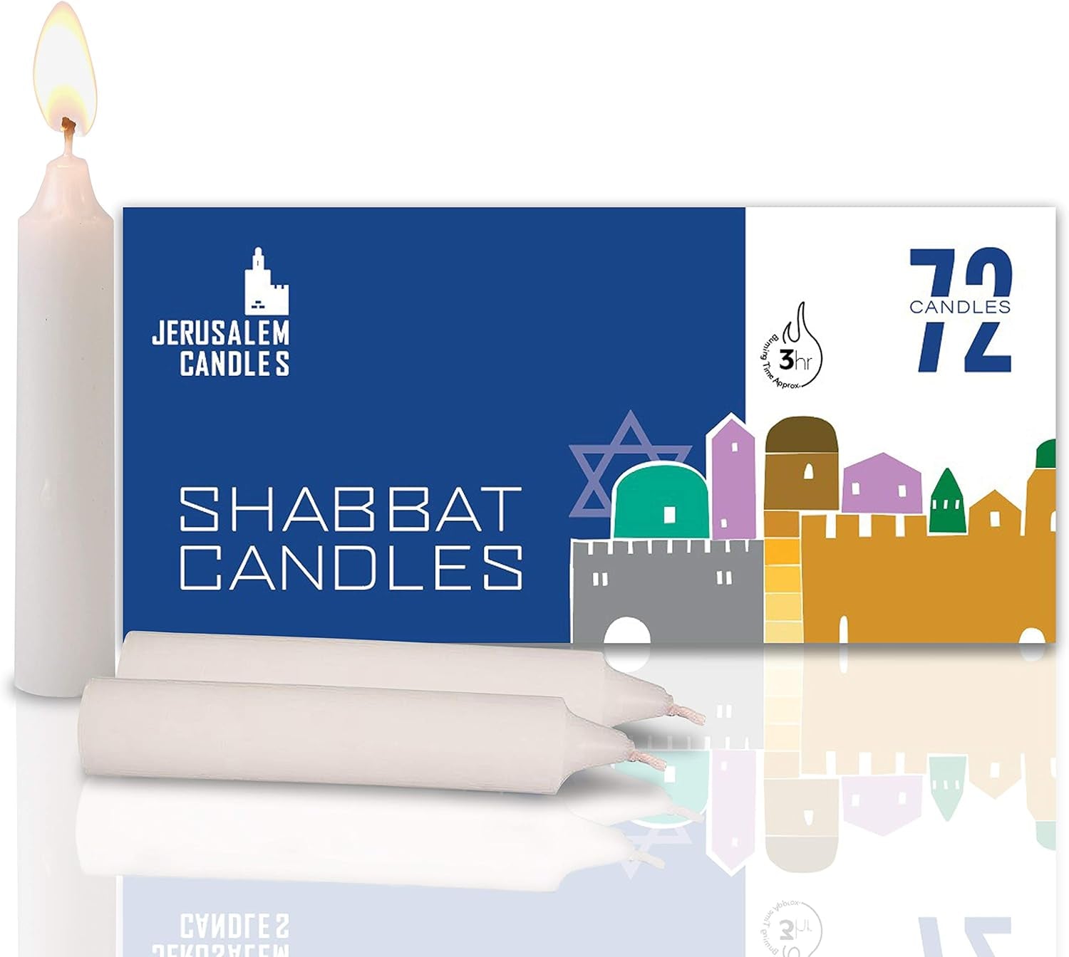 Shabbat Candles - Traditional Shabbos Candles - 3 Hour - 2-Pack X 72 Candles, (144 Candles)