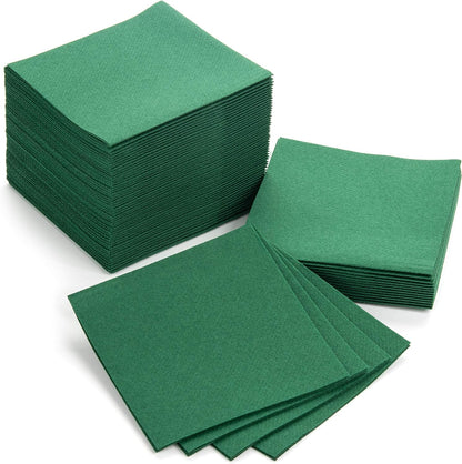 Cocktail Napkins - Small 4”X4” Linen-Like Disposable Beverage Bar Napkins - Bulk Square Napkins - Everyday Party Wedding (100 Count) (Green, 4"X4")