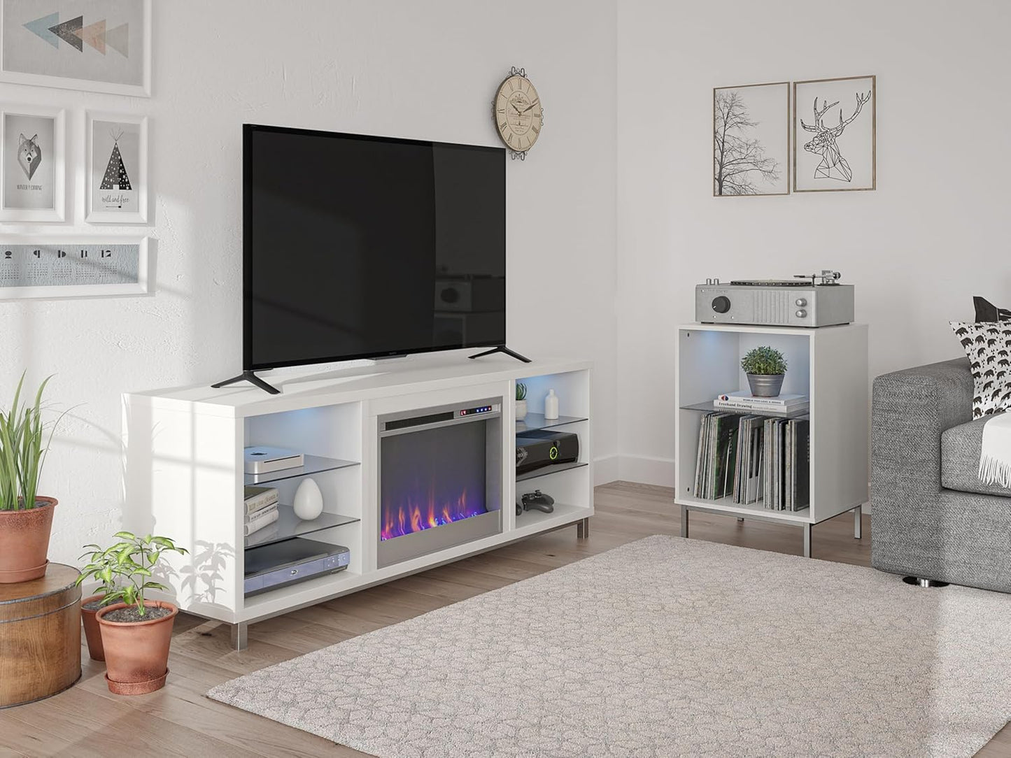 Lumina Fireplace TV Stand for Tvs up to 70", White