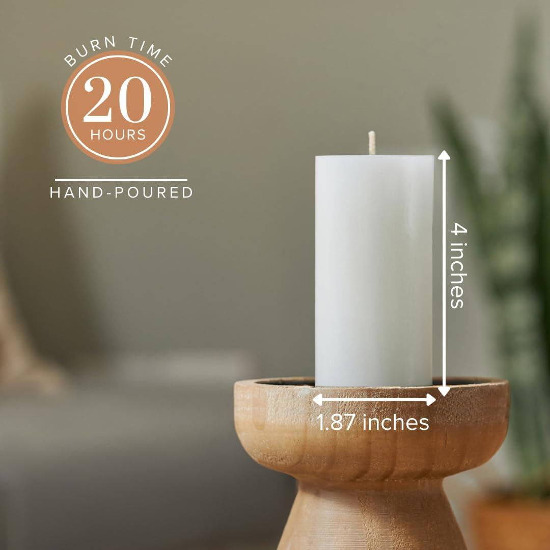 Smooth 2X4 White Candles | Pillar Candles for Home | Unscented Candles & Dripless Pillar Candles | Long Lasting Candles | Large Candle for Home | 10 Pack of Candles