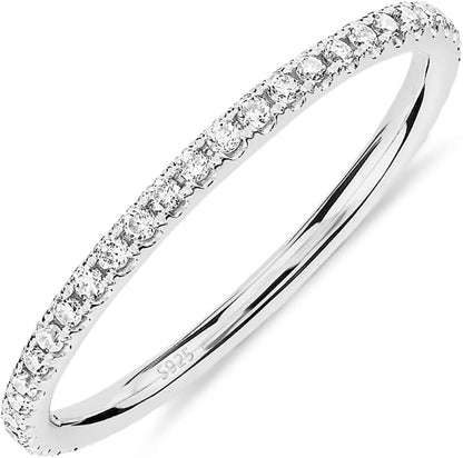 14K Gold Plated Sterling Silver CZ Simulated Diamond Stackable Ring Eternity Bands for Women