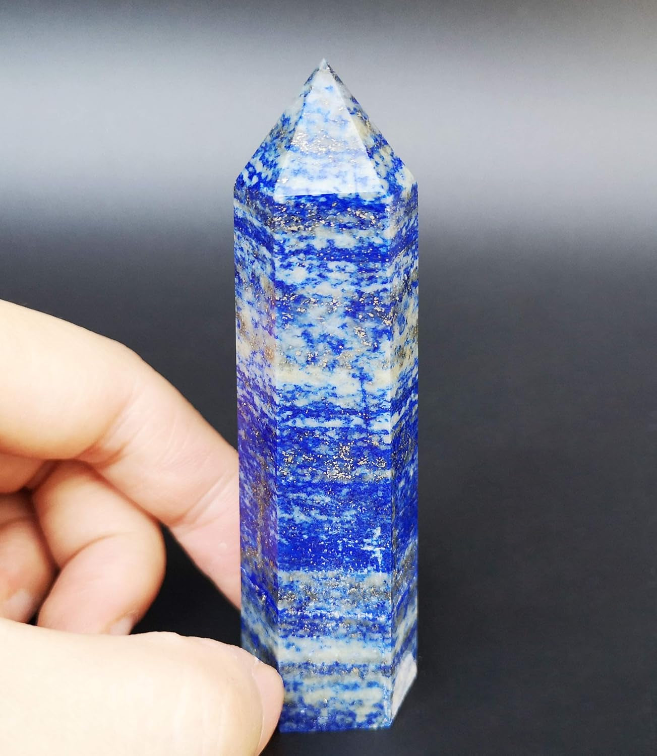 Healing Crystal Wands Point Faceted Prism Bars for Reiki Chakra Meditation Therapy Deco (Lapis Lazuli)