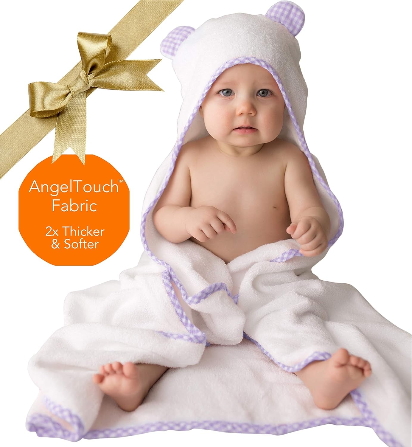 - Premium Baby Towels for Girls - Hooded Girl Towel & Washcloth Set - Organic Viscose Made from Bamboo Baby Towels with Hood - Baby Girl Bath Towels (Purple)