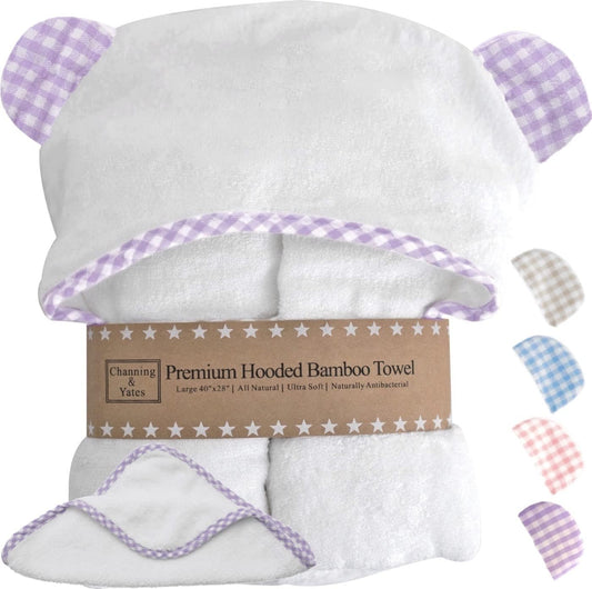 - Premium Baby Towels for Girls - Hooded Girl Towel & Washcloth Set - Organic Viscose Made from Bamboo Baby Towels with Hood - Baby Girl Bath Towels (Purple)