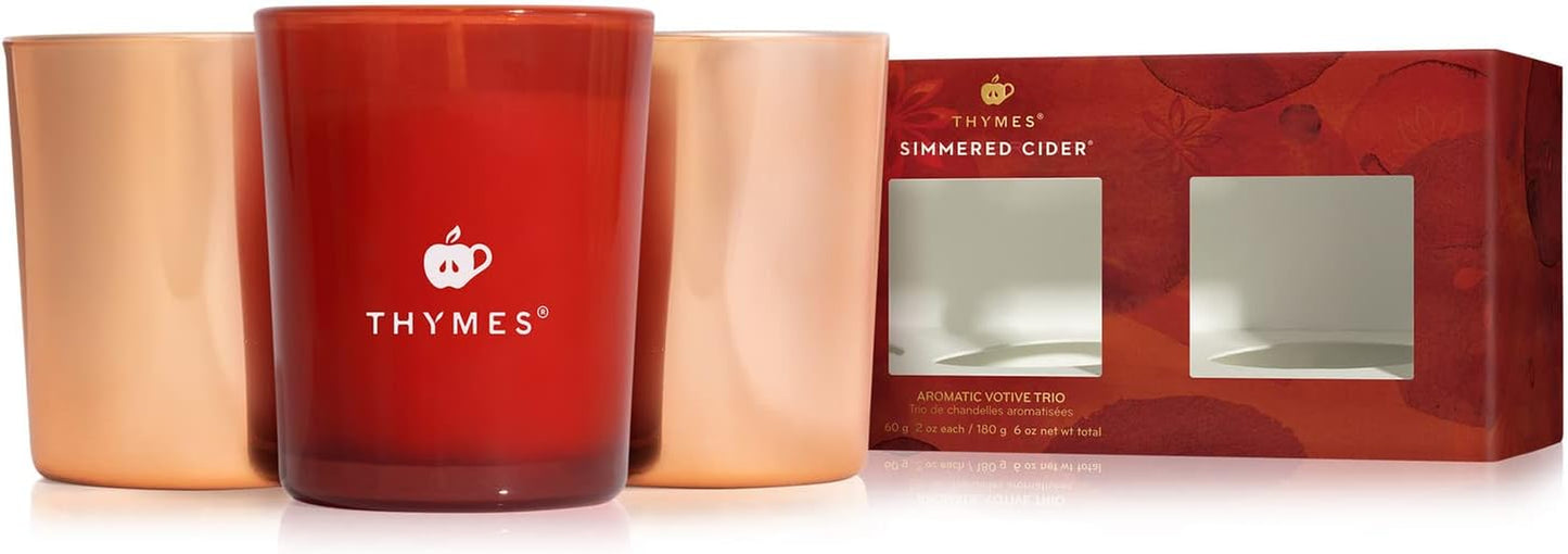 Simmered Cider Aromatic Votive Trio - Set of Three Votive Candles - Scented Candles with Notes of Freshly Pressed Apple, Crushed Clove, and Cardamom - Luxury Home Fragrance (2 Oz Each)