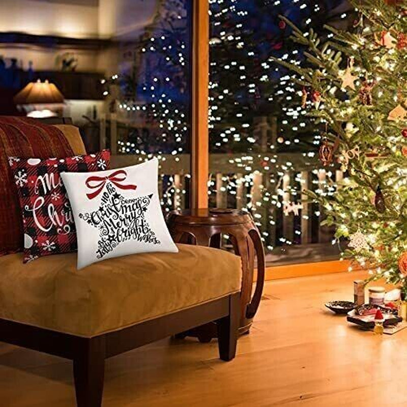 4 Pack Christmas Throw Pillow Covers Christmas Decorations for Bedroom 18 X18