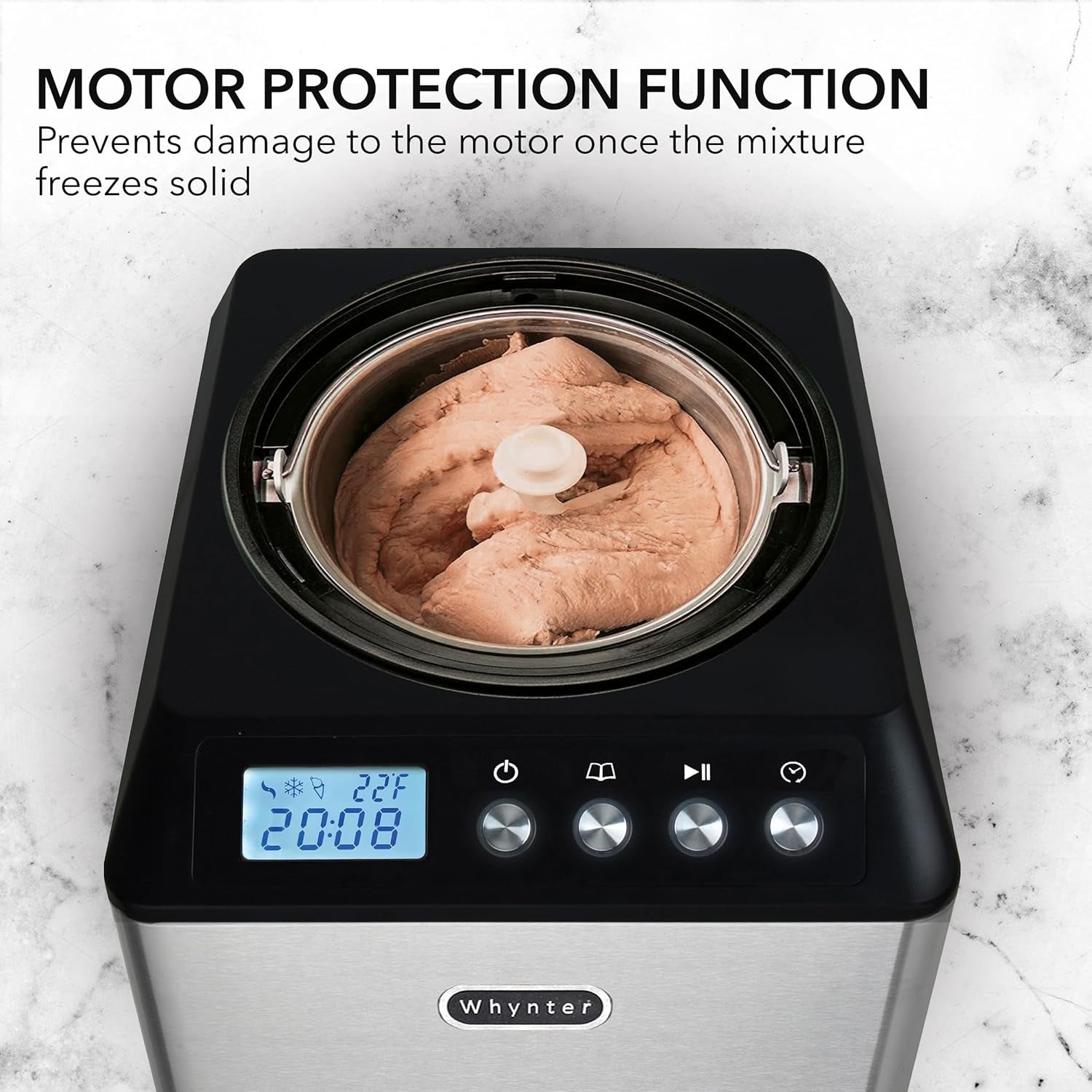 ICM-201SB Upright Automatic Ice Cream Maker with Built-In Compressor, No Pre-Freezing, LCD Digital Display, 2.1 Quart Capacity, Black