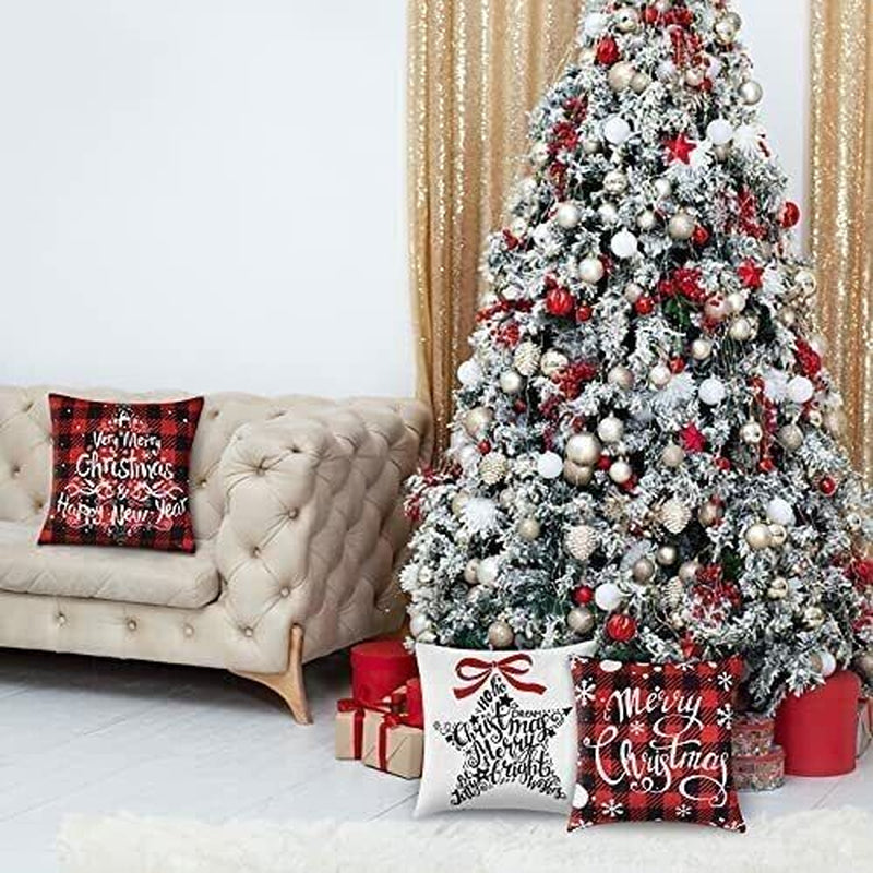 4 Pack Christmas Throw Pillow Covers Christmas Decorations for Bedroom 18 X18