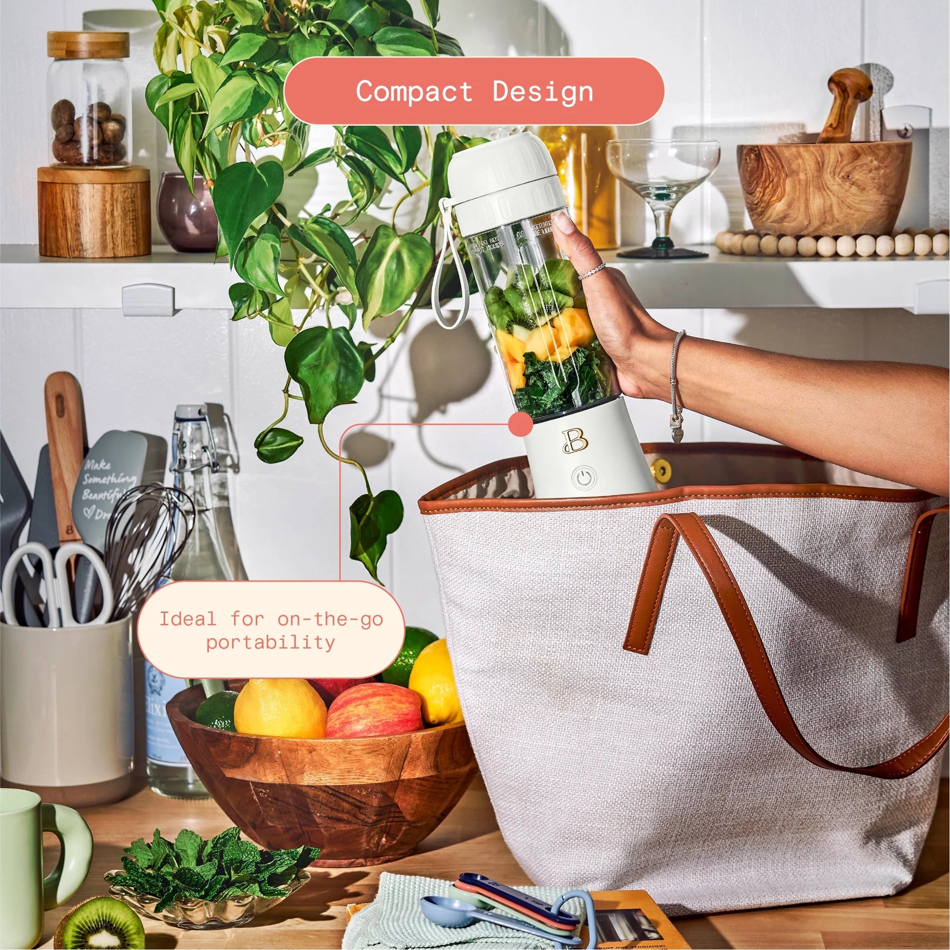 Portable To-Go Blender 2.0, 70 W, 16 Oz, Porcini Taupe by Drew Barrymore