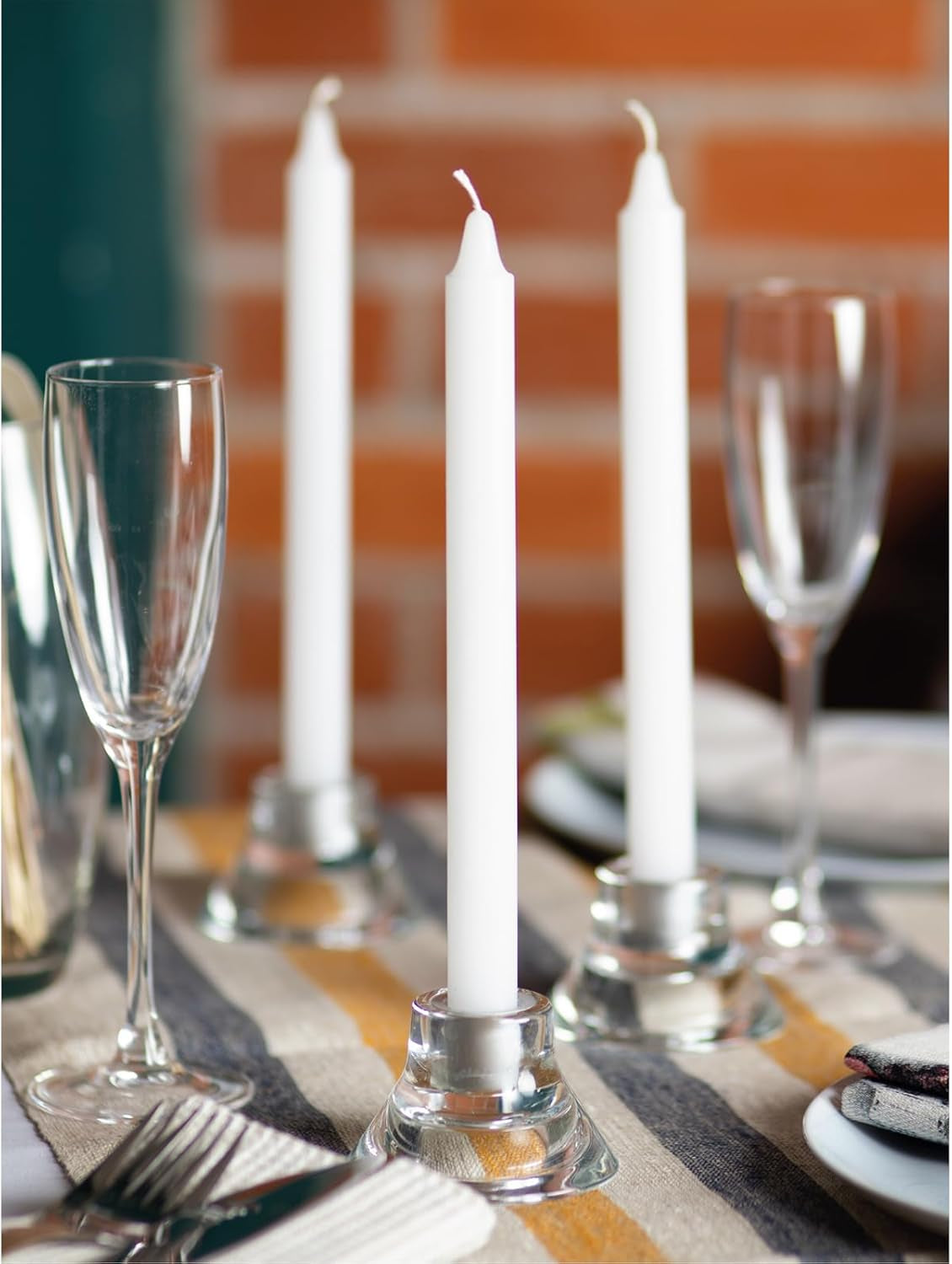 Taper Candles White Pack of 4 - Straight Candles 10 Inch Ideal as Wedding Candles, Dinner Candles and Table Candles - Slow Burning Candles Dripless - Smokeless Long Candlesticks