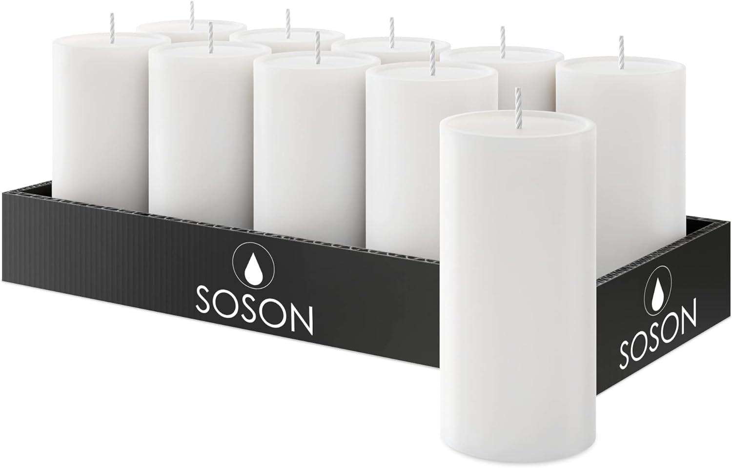 Smooth 2X4 White Candles | Pillar Candles for Home | Unscented Candles & Dripless Pillar Candles | Long Lasting Candles | Large Candle for Home | 10 Pack of Candles