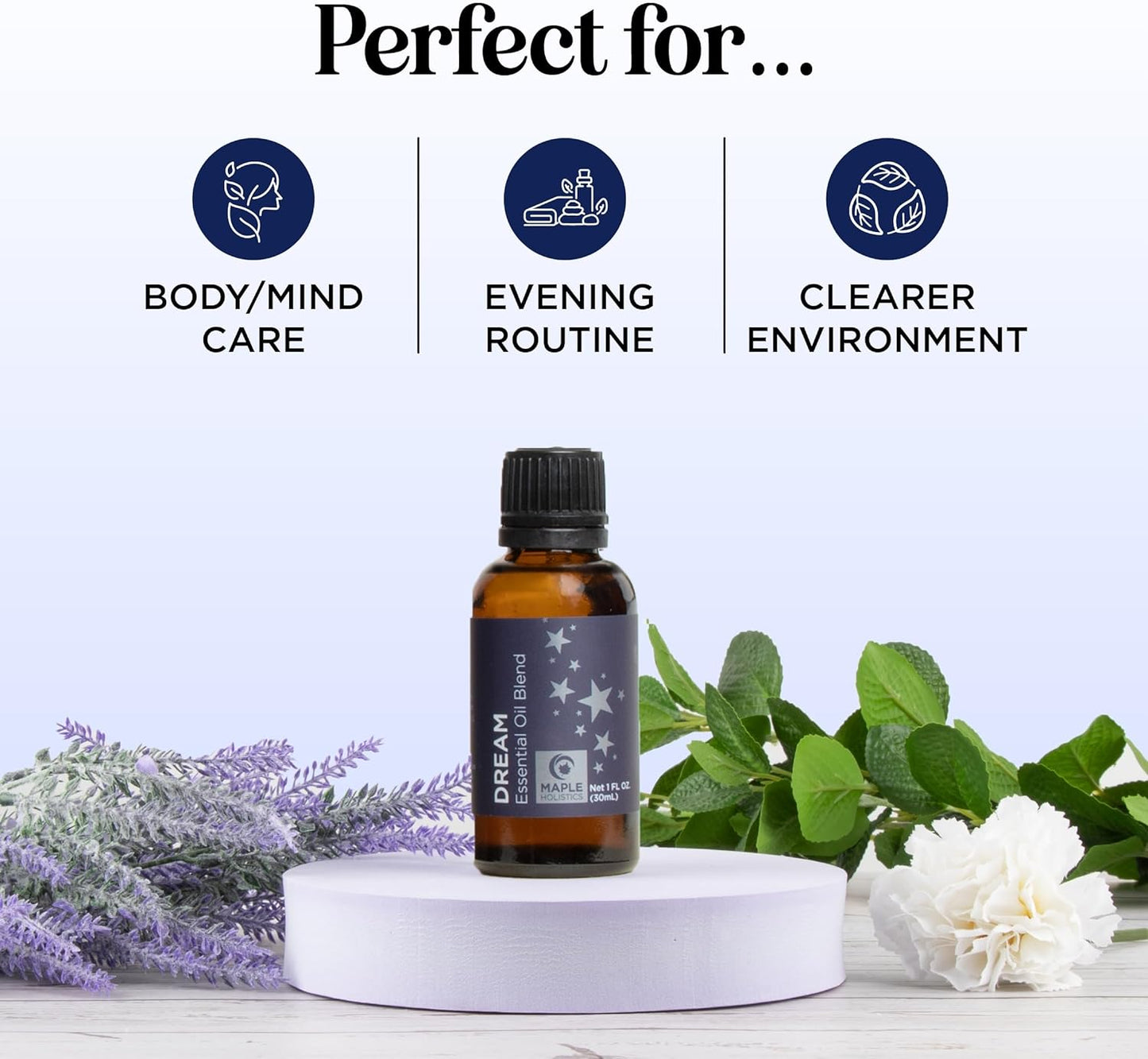 Sleep Essential Oil Blend for Diffuser - Dream Essential Oils for Diffusers Aromatherapy and Relaxation with Clary Sage Ylang-Ylang Roman Chamomile and Lavender Essential Oils for Sleep Time Support