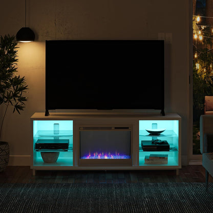 Lumina Fireplace TV Stand for Tvs up to 70", White