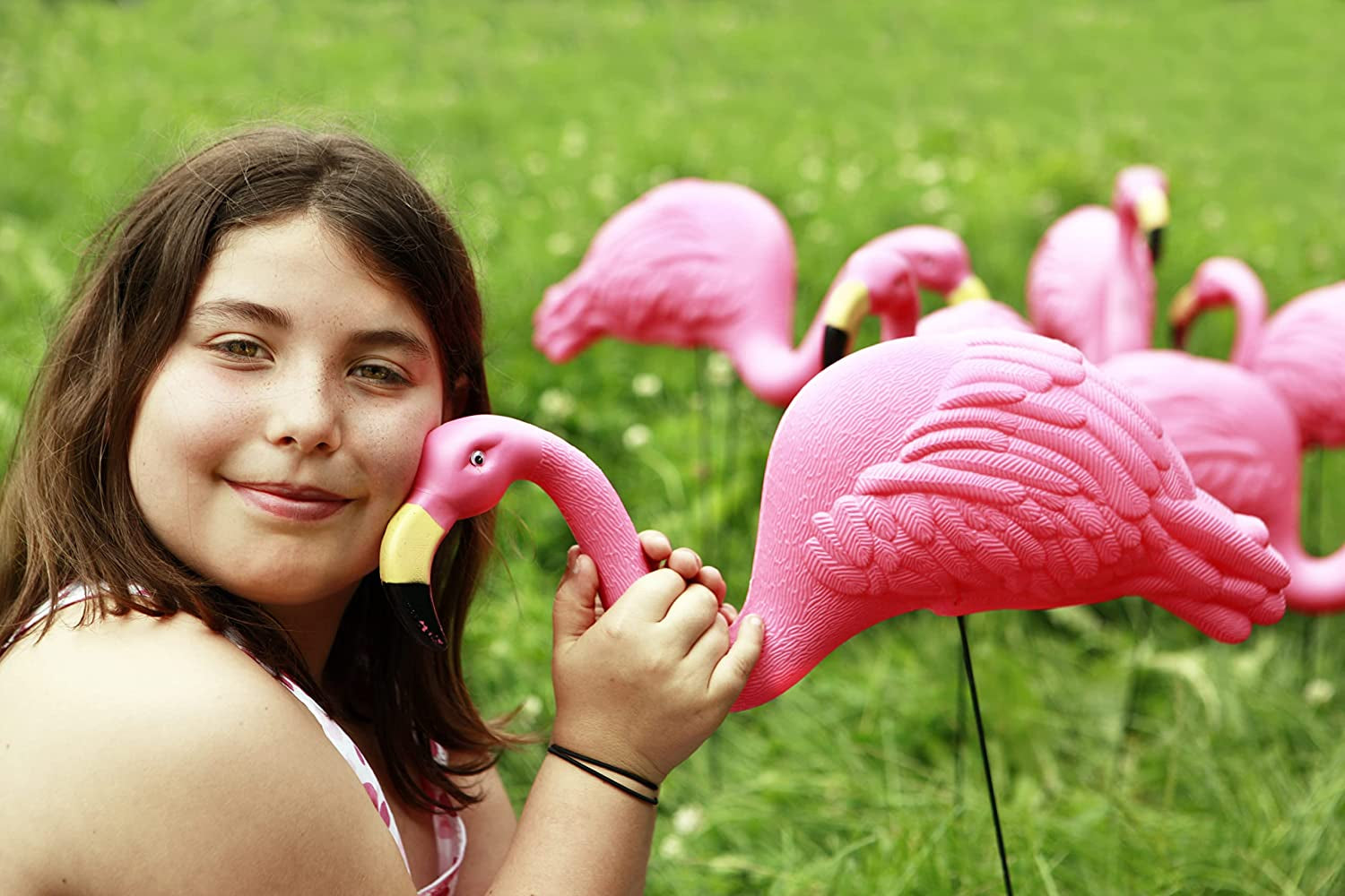 Large Bright Pink Flamingo Yard Ornament/Flamingo Garden Statue/Pink Flamingo Garden Yard Decor (Pack of 2)