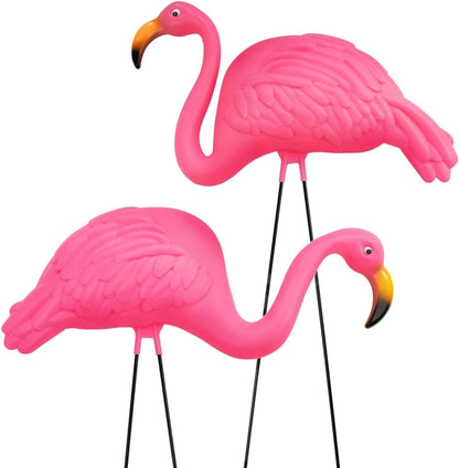 Large Bright Pink Flamingo Yard Ornament/Flamingo Garden Statue/Pink Flamingo Garden Yard Decor (Pack of 2)