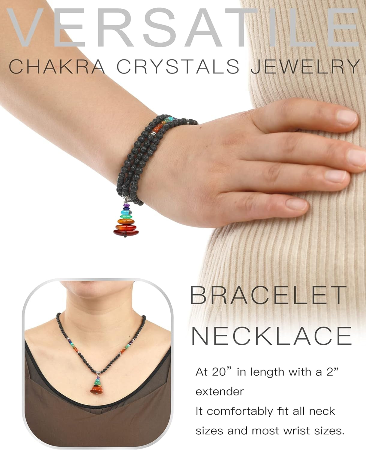 Crystals and Healing Stones Chakra Necklaces for Women Men/ Healing Crystals Bracelets for Women Men, Meditation, Anxiety Relief Items, Jewelry for Women Men