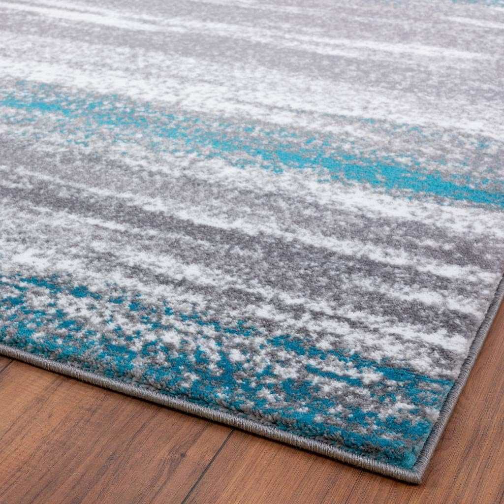 Rug – Modern Abstract Area Rug, 9085 Turquoise 9X12