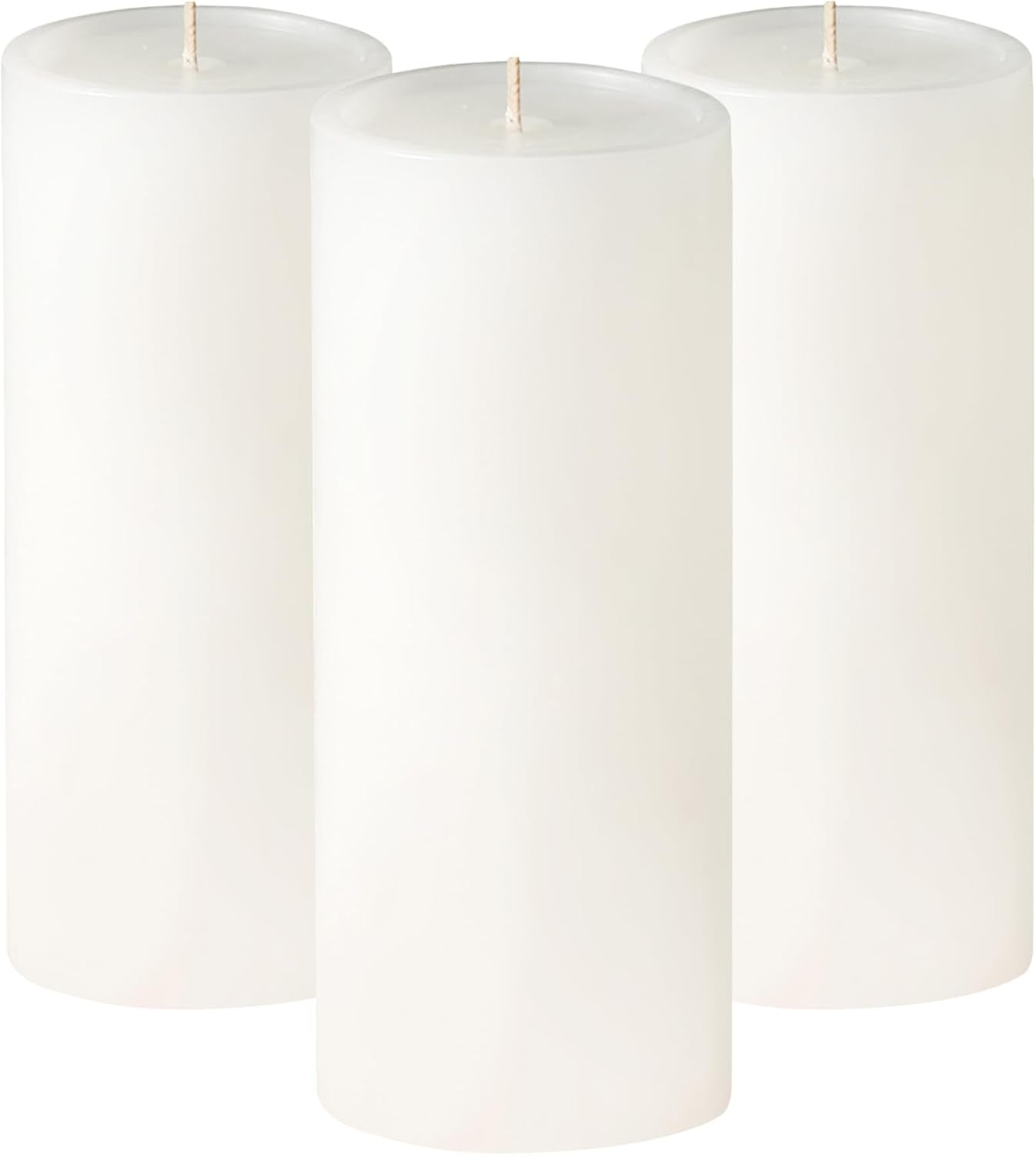 Smooth 3X8 White Candles | Pillar Candles for Home | Unscented Candles & Dripless Pillar Candles | Long Lasting Candles | Large Candle for Home | 3 Pack of Candles