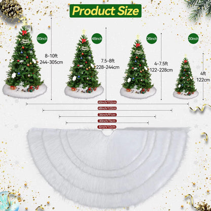 Christmas Tree Skirt 48 Inch Faux Fur Xmas Plush Tree Skirt Winter Large Christmas Tree Mat Holiday Party Christmas Tree Decorations, Snowy White