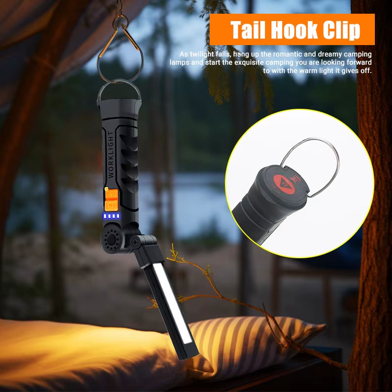 Multifunctional G51 Work Light Portable Led Rechargeable Light Waterproof Camping Light Magnet Flashlight with Built-In Battery